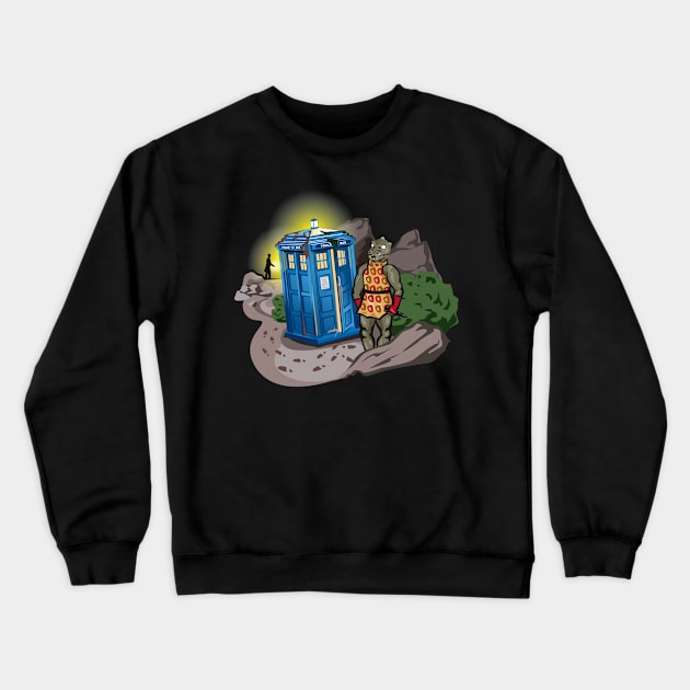 Dr Who enters the Arena Crewneck Sweatshirt by LaughingDevil